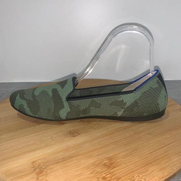 Rothys Womens 8 Olive Green Camo The Loafer Shoes Washable Knit Comfort Slip On - Picture 2 of 10